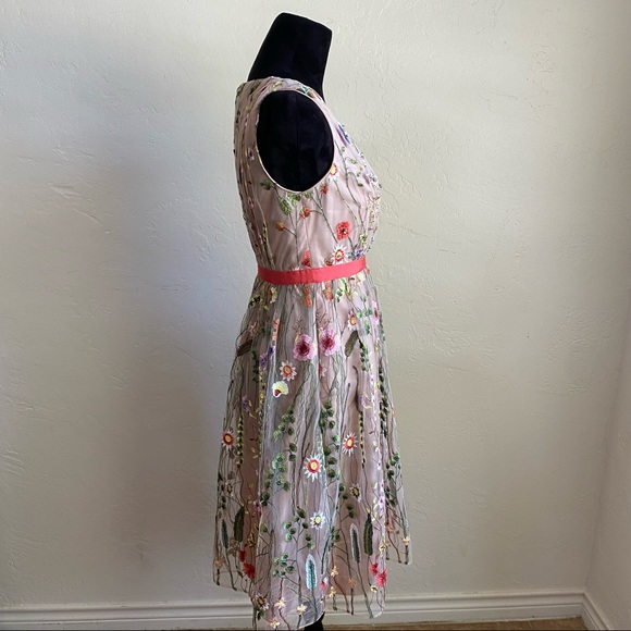 Adrianna Papell Floral V Neck Fit and Flare floral embroidered dress - Picture 12 of 15